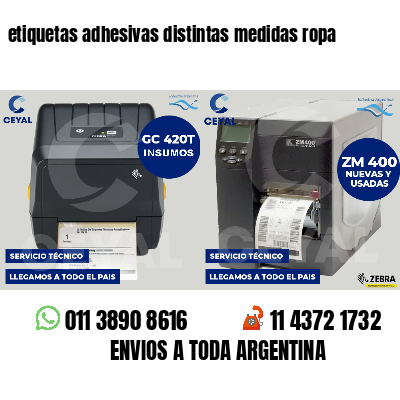 etiquetas adhesivas distintas medidas ropa