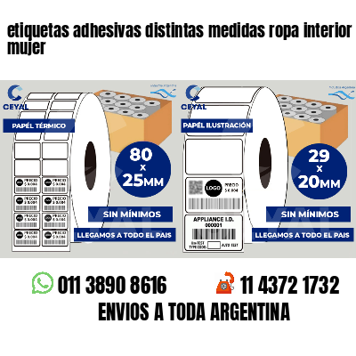 etiquetas adhesivas distintas medidas ropa interior mujer