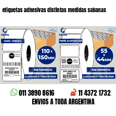 etiquetas adhesivas distintas medidas sabanas