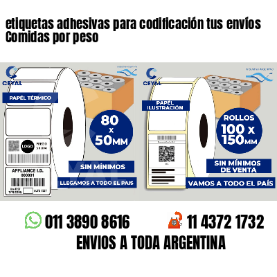 etiquetas adhesivas para codificación tus envíos Comidas por peso