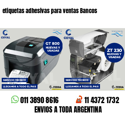 etiquetas adhesivas para ventas Bancos