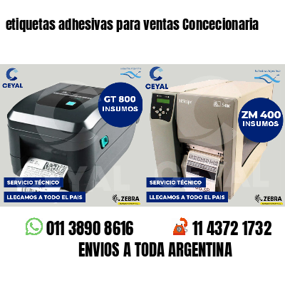 etiquetas adhesivas para ventas Concecionaria