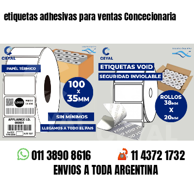 etiquetas adhesivas para ventas Concecionaria