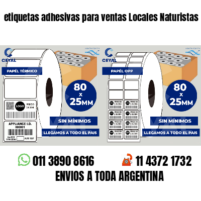 etiquetas adhesivas para ventas Locales Naturistas