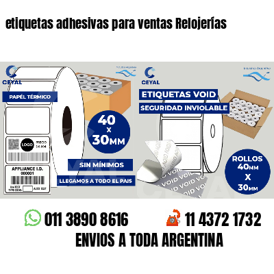 etiquetas adhesivas para ventas Relojerías