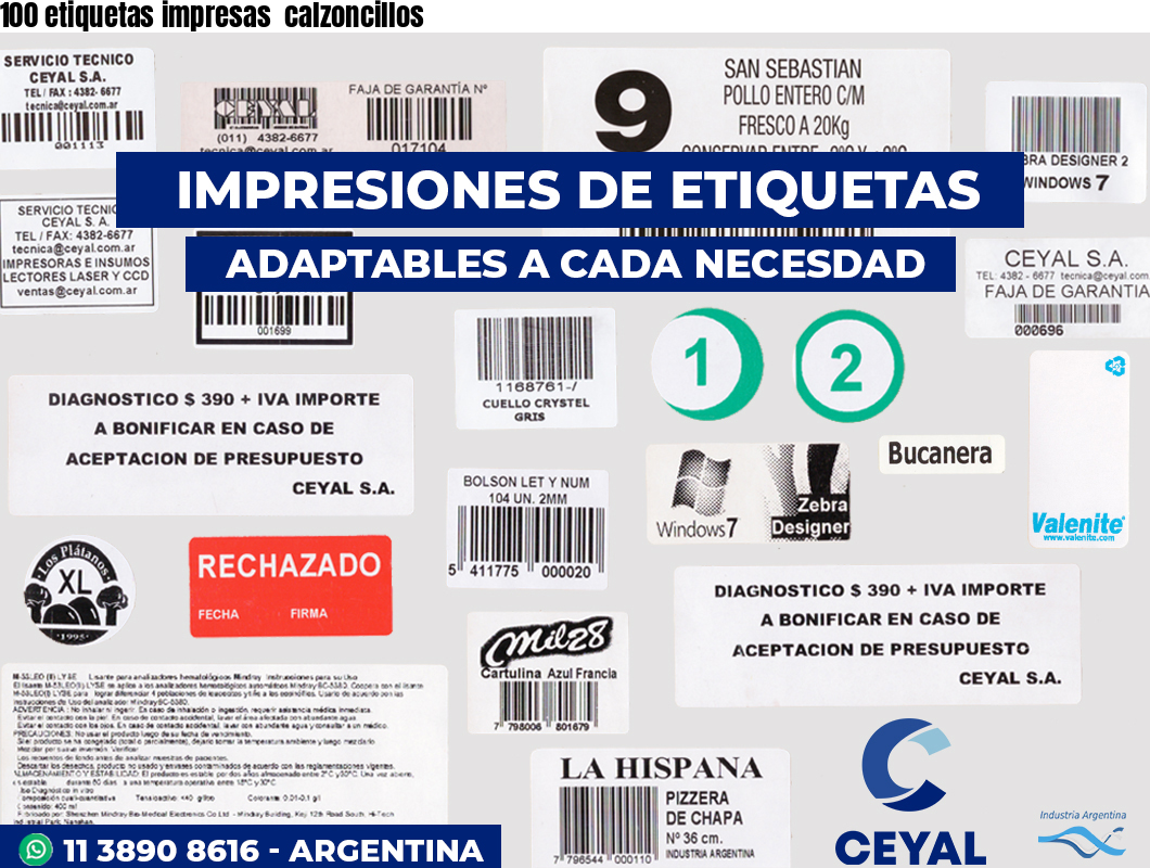 100 etiquetas impresas  calzoncillos