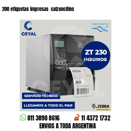 200 etiquetas impresas  calzoncillos