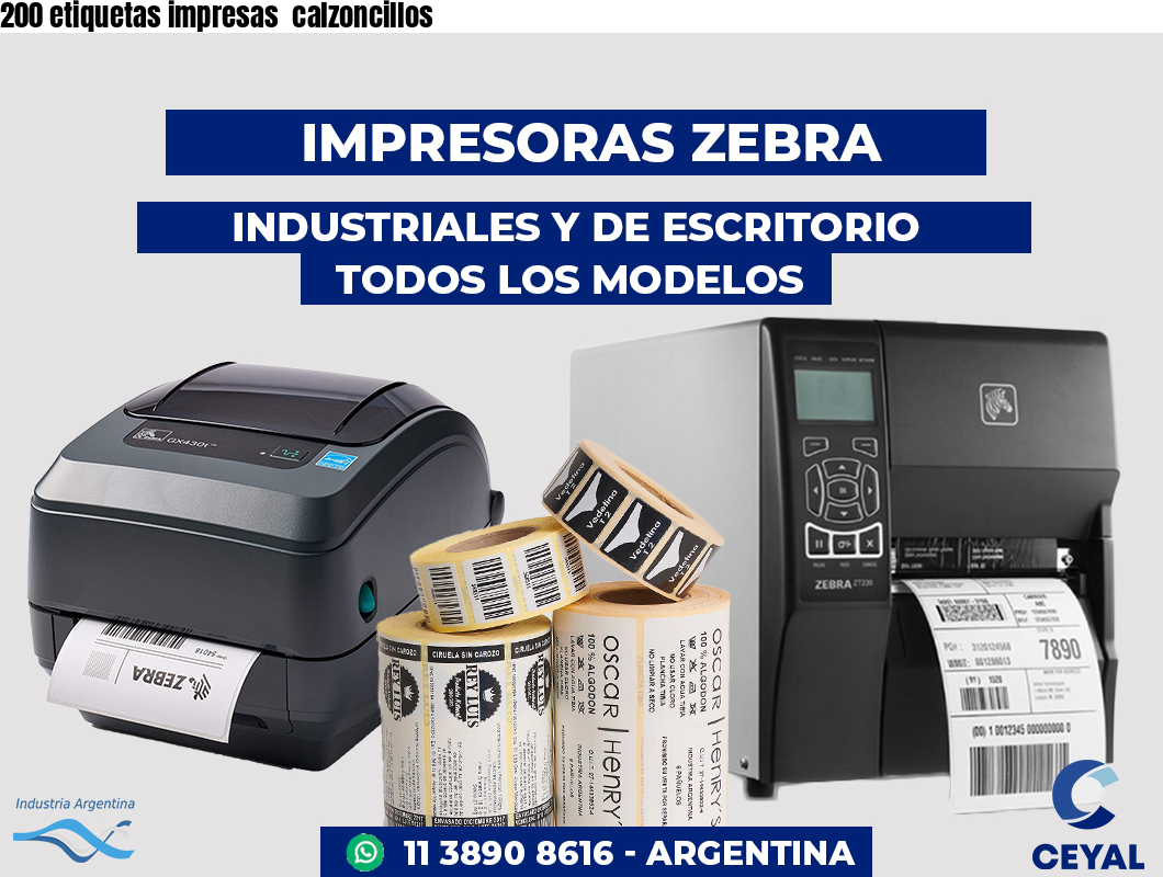 200 etiquetas impresas  calzoncillos