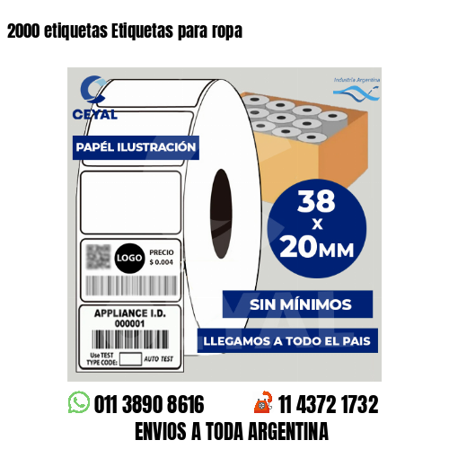 2000 etiquetas Etiquetas para ropa