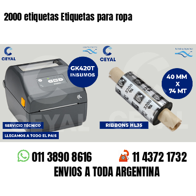 2000 etiquetas Etiquetas para ropa