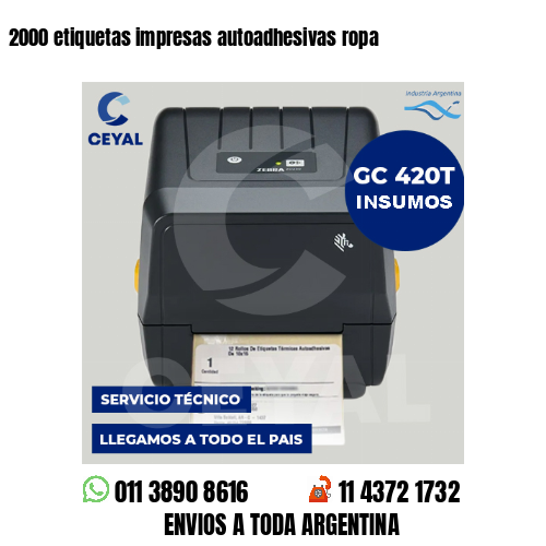 2000 etiquetas impresas autoadhesivas ropa