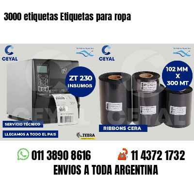 3000 etiquetas Etiquetas para ropa