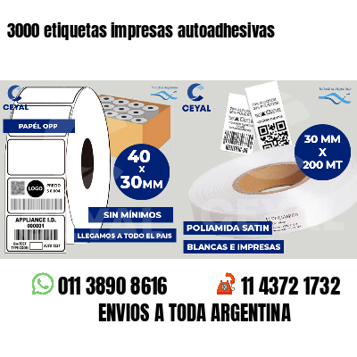 3000 etiquetas impresas autoadhesivas