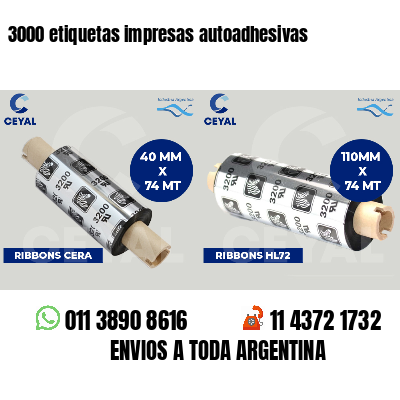 3000 etiquetas impresas autoadhesivas