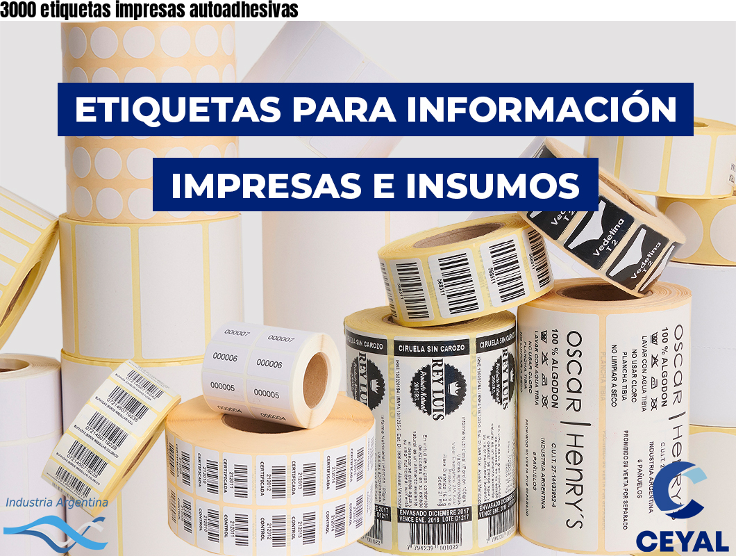 3000 etiquetas impresas autoadhesivas