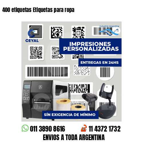 400 etiquetas Etiquetas para ropa