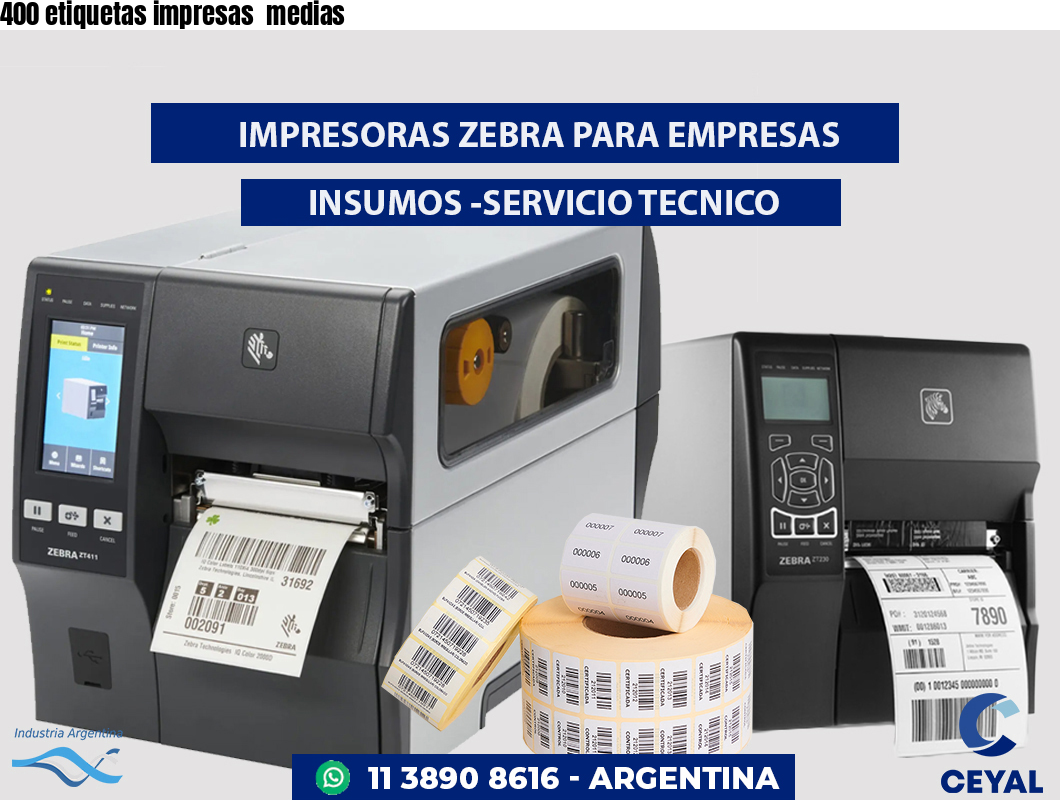 400 etiquetas impresas  medias