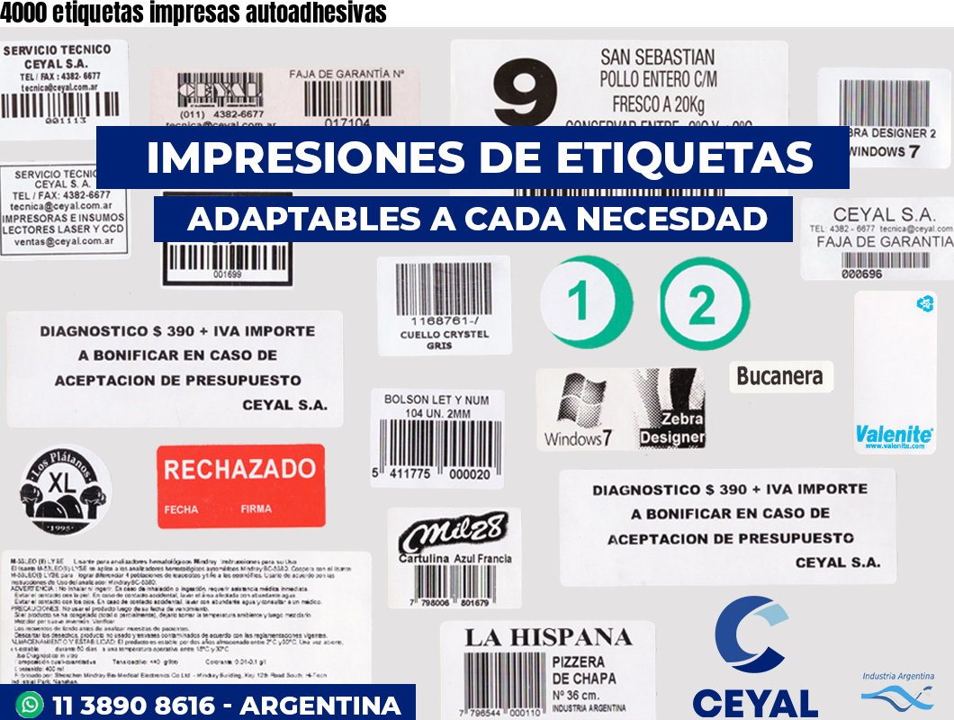 4000 etiquetas impresas autoadhesivas