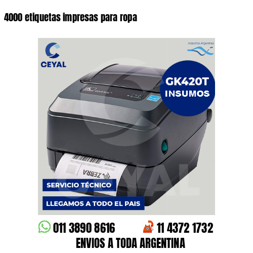 4000 etiquetas impresas para ropa