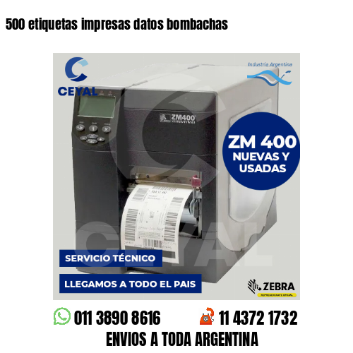 500 etiquetas impresas datos bombachas