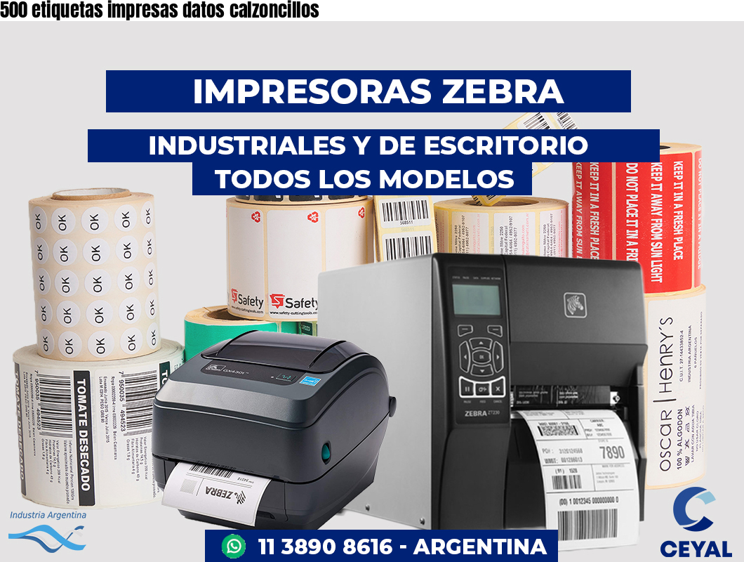 500 etiquetas impresas datos calzoncillos