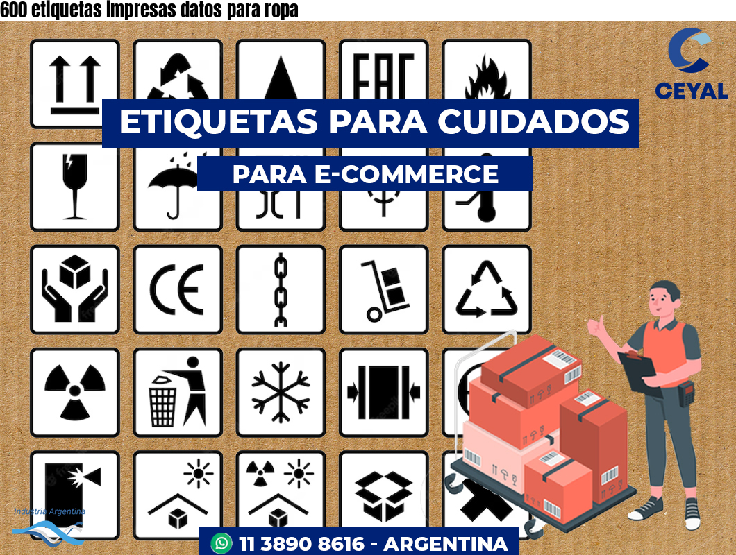 600 etiquetas impresas datos para ropa