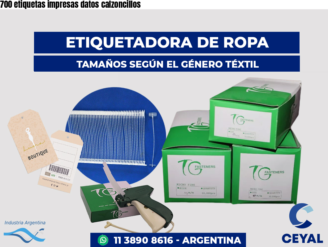 700 etiquetas impresas datos calzoncillos