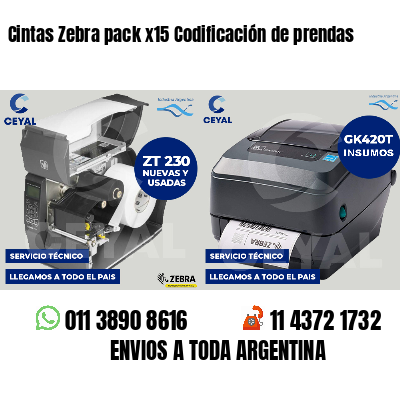 Cintas Zebra pack x15 Codificación de prendas