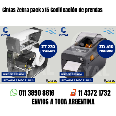 Cintas Zebra pack x15 Codificación de prendas