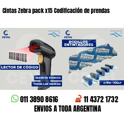 Cintas Zebra pack x15 Codificación de prendas