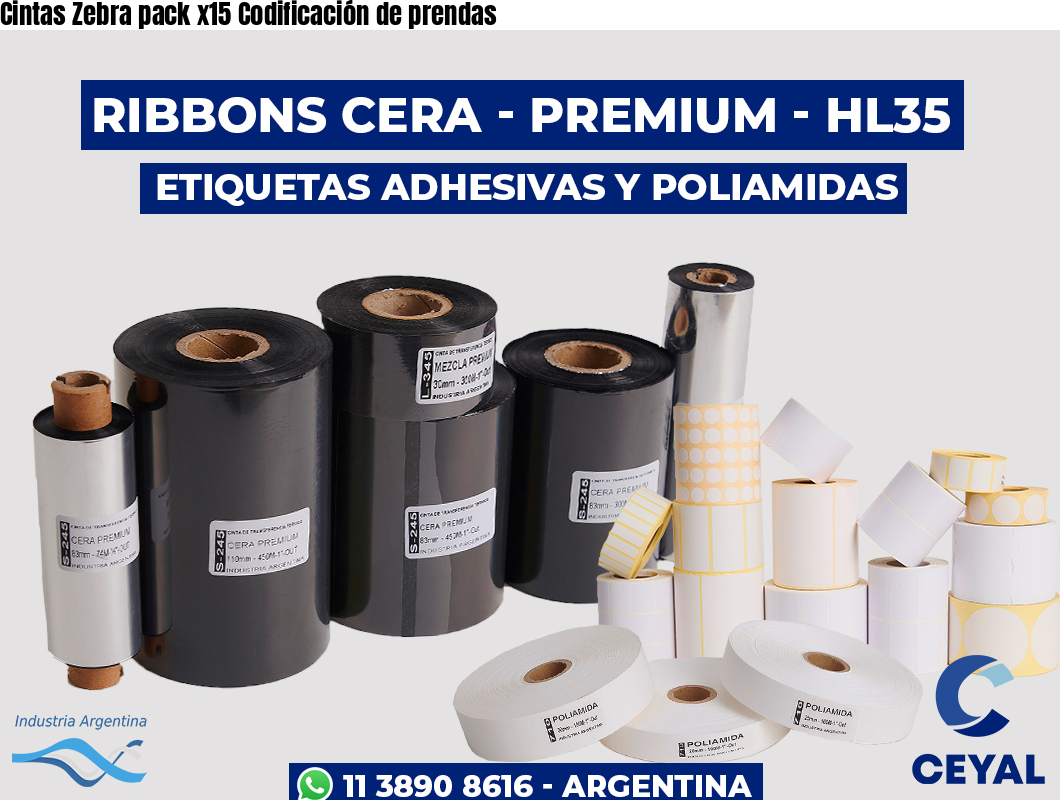 Cintas Zebra pack x15 Codificación de prendas