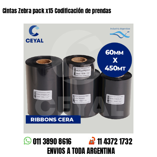 Cintas Zebra pack x15 Codificación de prendas