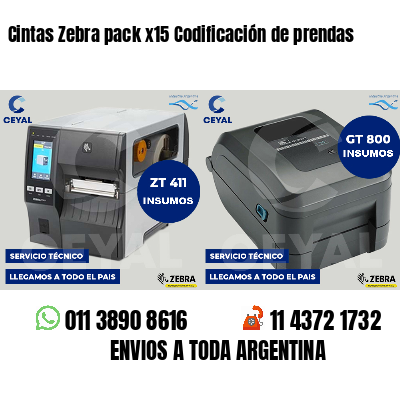 Cintas Zebra pack x15 Codificación de prendas