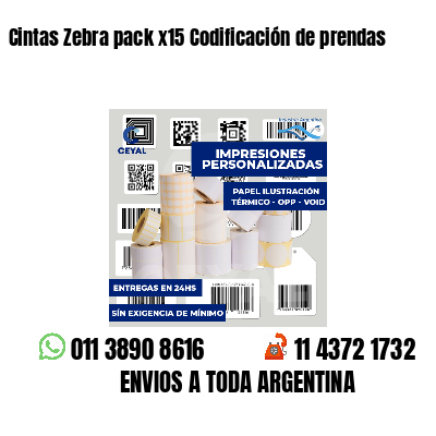 Cintas Zebra pack x15 Codificación de prendas