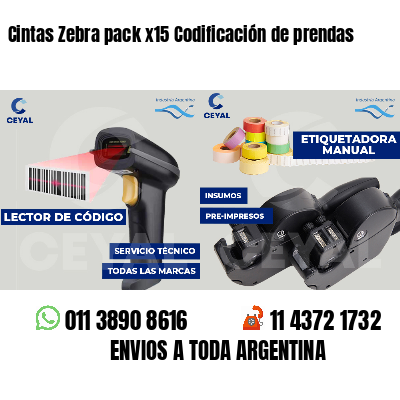 Cintas Zebra pack x15 Codificación de prendas