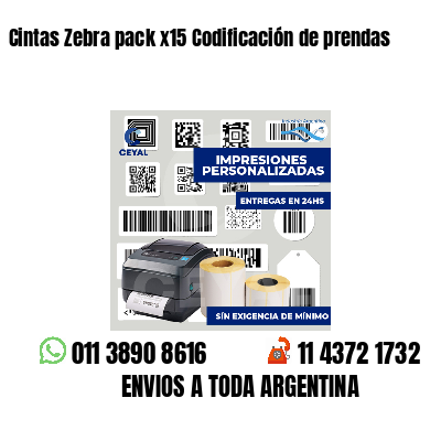 Cintas Zebra pack x15 Codificación de prendas