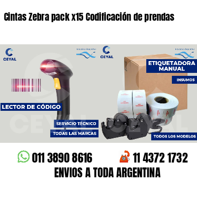 Cintas Zebra pack x15 Codificación de prendas