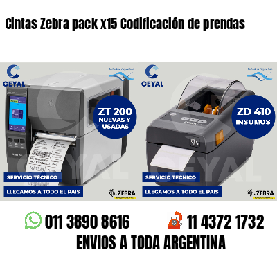 Cintas Zebra pack x15 Codificación de prendas