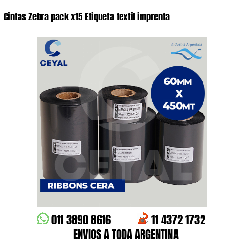 Cintas Zebra pack x15 Etiqueta textil imprenta