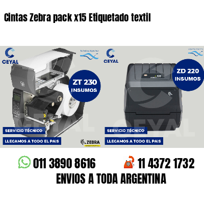Cintas Zebra pack x15 Etiquetado textil