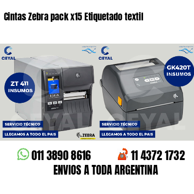 Cintas Zebra pack x15 Etiquetado textil