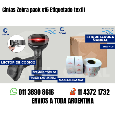 Cintas Zebra pack x15 Etiquetado textil