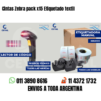 Cintas Zebra pack x15 Etiquetado textil