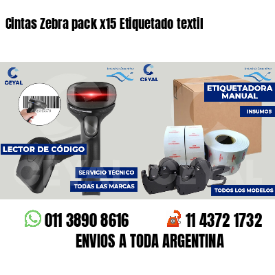 Cintas Zebra pack x15 Etiquetado textil