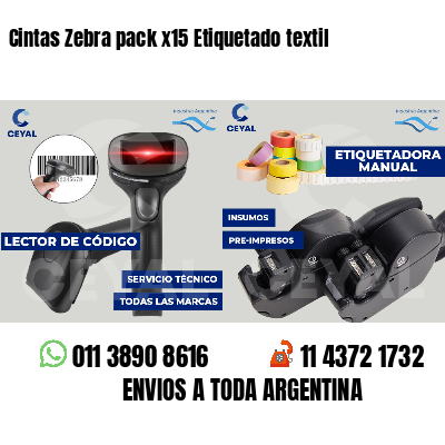 Cintas Zebra pack x15 Etiquetado textil