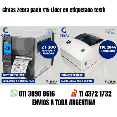 Cintas Zebra pack x15 Líder en etiquetado textil