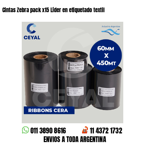 Cintas Zebra pack x15 Líder en etiquetado textil