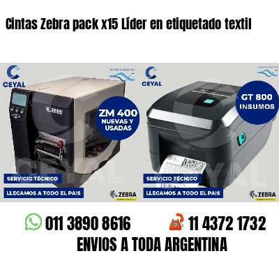 Cintas Zebra pack x15 Líder en etiquetado textil