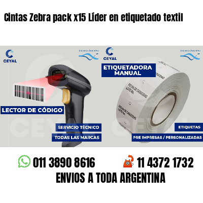 Cintas Zebra pack x15 Líder en etiquetado textil