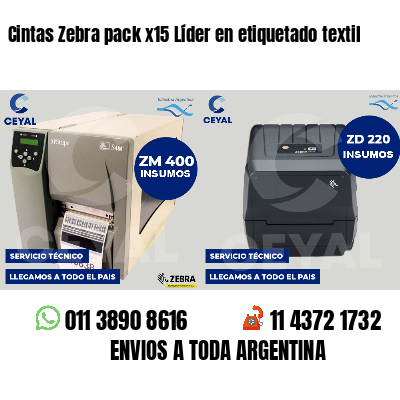 Cintas Zebra pack x15 Líder en etiquetado textil